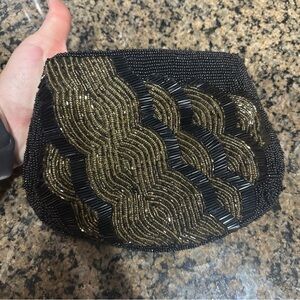 Beaded Macau Formal Clutch. Black and Gold. 8” Wide, 6” Tall. Beautiful work.